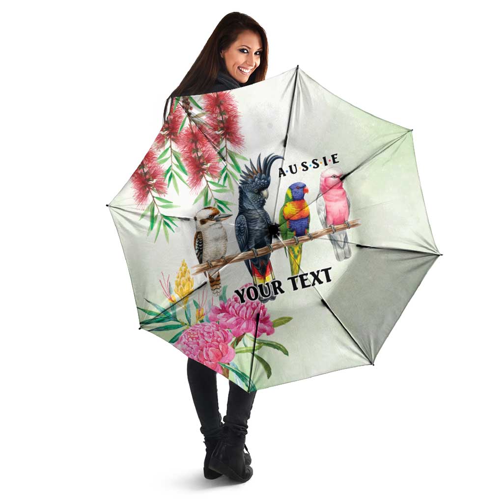 Australian Native Bird Umbrella Kookaburra Cockatoo Rainbow Lorikeet Galah Flowers - Aussie Hoodie