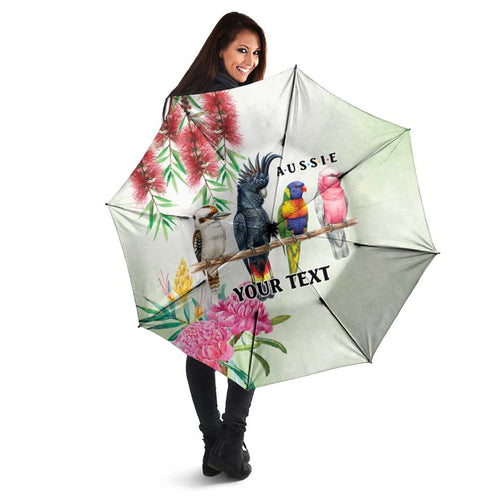 Australian Native Bird Umbrella Kookaburra Cockatoo Rainbow Lorikeet Galah Flowers - Aussie Hoodie