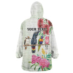 Australian Native Bird Wearable Blanket Hoodie Kookaburra Cockatoo Rainbow Lorikeet Galah Flowers - Aussie Hoodie