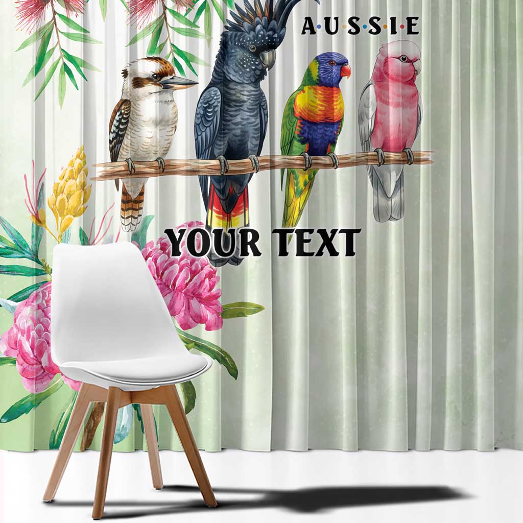 Australian Native Bird Window Curtain Kookaburra Cockatoo Rainbow Lorikeet Galah Flowers - Aussie Hoodie