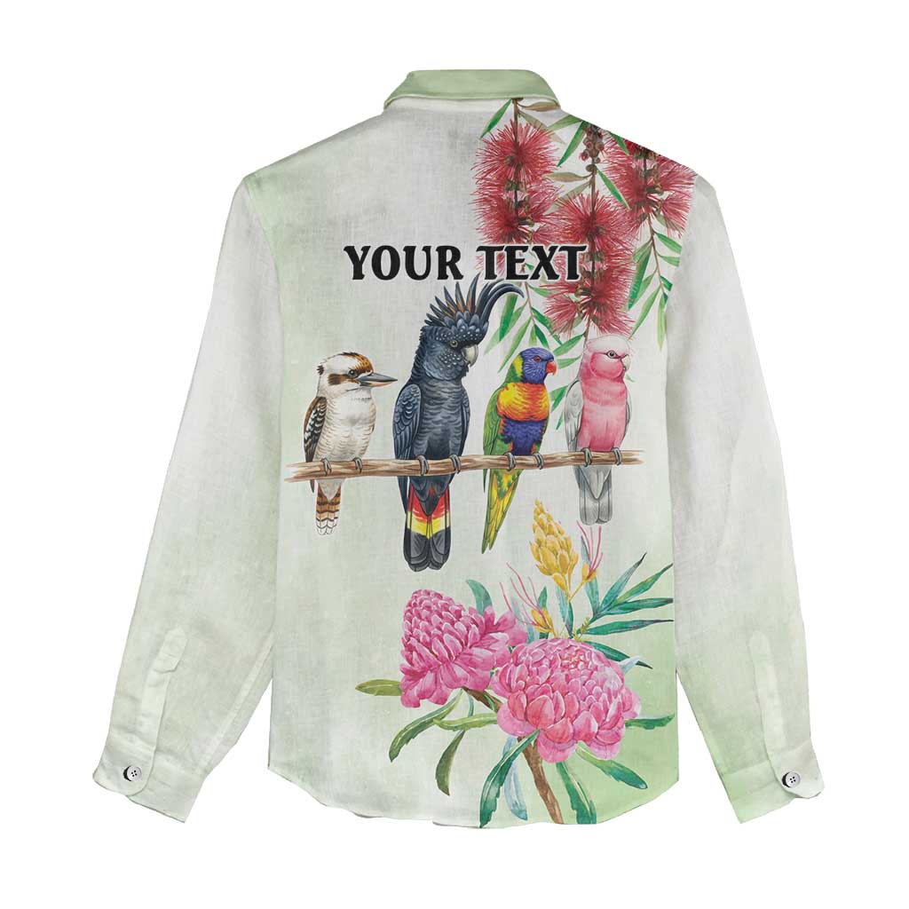 Australian Native Bird Women Casual Shirt Kookaburra Cockatoo Rainbow Lorikeet Galah Flowers - Aussie Hoodie