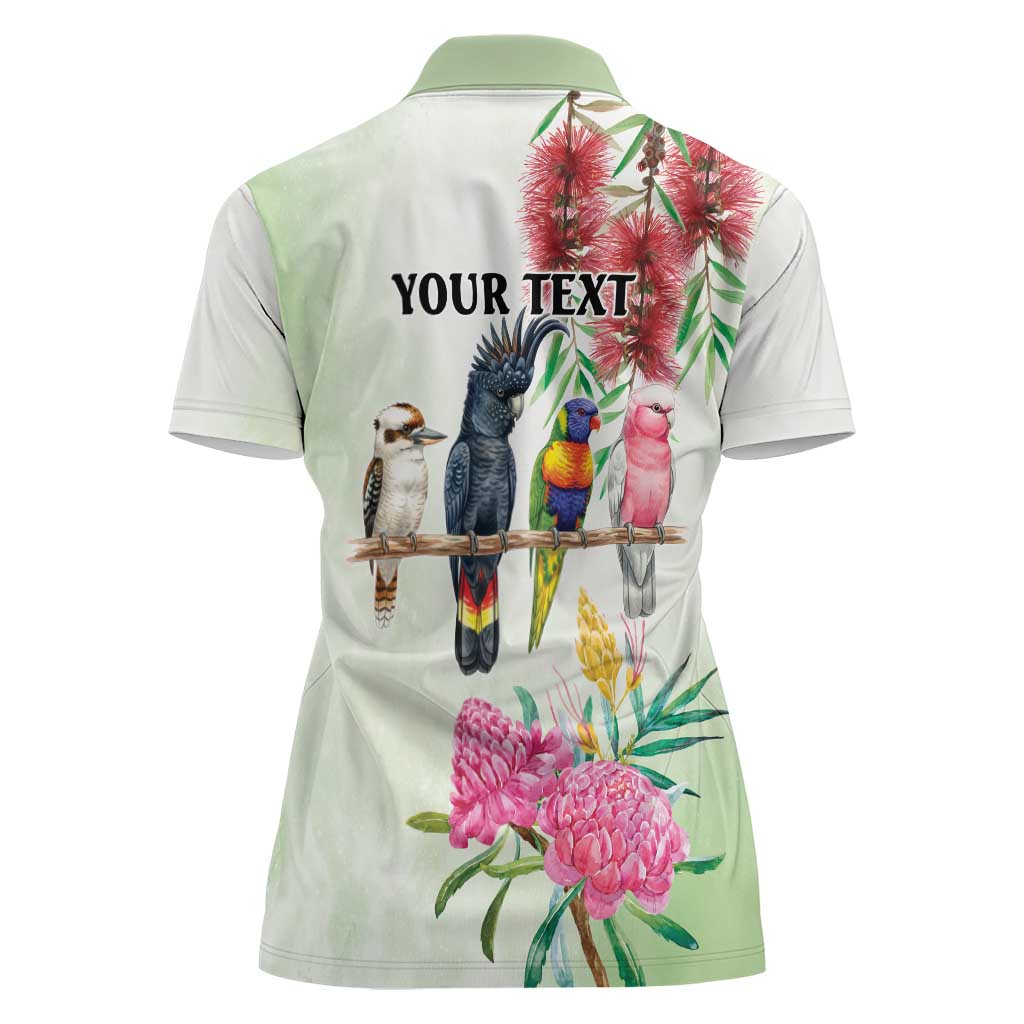 Australian Native Bird Women Polo Shirt Kookaburra Cockatoo Rainbow Lorikeet Galah Flowers - Aussie Hoodie