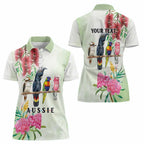 Australian Native Bird Women Polo Shirt Kookaburra Cockatoo Rainbow Lorikeet Galah Flowers - Aussie Hoodie