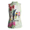 Australian Native Bird Women Sleeveless Polo Shirt Kookaburra Cockatoo Rainbow Lorikeet Galah Flowers - Aussie Hoodie
