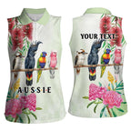 Australian Native Bird Women Sleeveless Polo Shirt Kookaburra Cockatoo Rainbow Lorikeet Galah Flowers - Aussie Hoodie