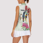 Australian Native Bird Women Sleeveless Polo Shirt Kookaburra Cockatoo Rainbow Lorikeet Galah Flowers - Aussie Hoodie