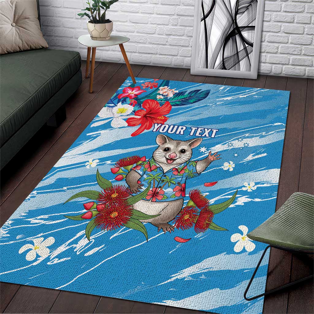 Australian Possum Eucalyptus Blossom Area Rug Christmas Vibe - Aussie Hoodie