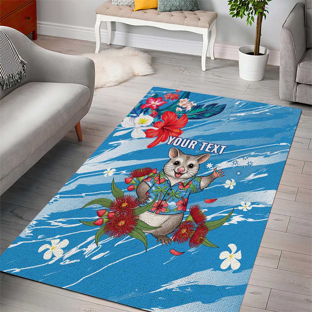 Australian Possum Eucalyptus Blossom Area Rug Christmas Vibe - Aussie Hoodie