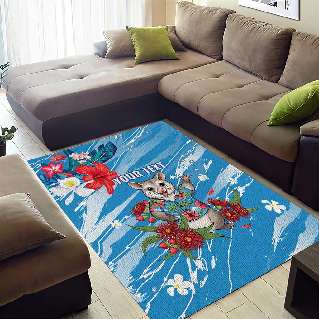 Australian Possum Eucalyptus Blossom Area Rug Christmas Vibe - Aussie Hoodie