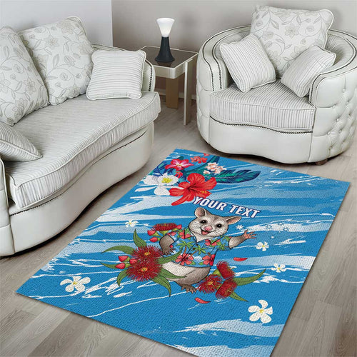 Australian Possum Eucalyptus Blossom Area Rug Christmas Vibe - Aussie Hoodie