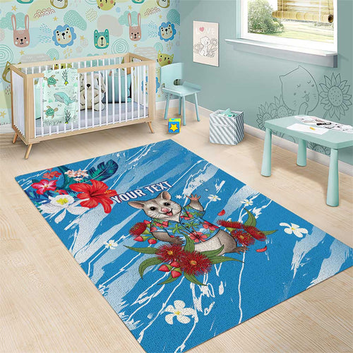 Australian Possum Eucalyptus Blossom Area Rug Christmas Vibe - Aussie Hoodie