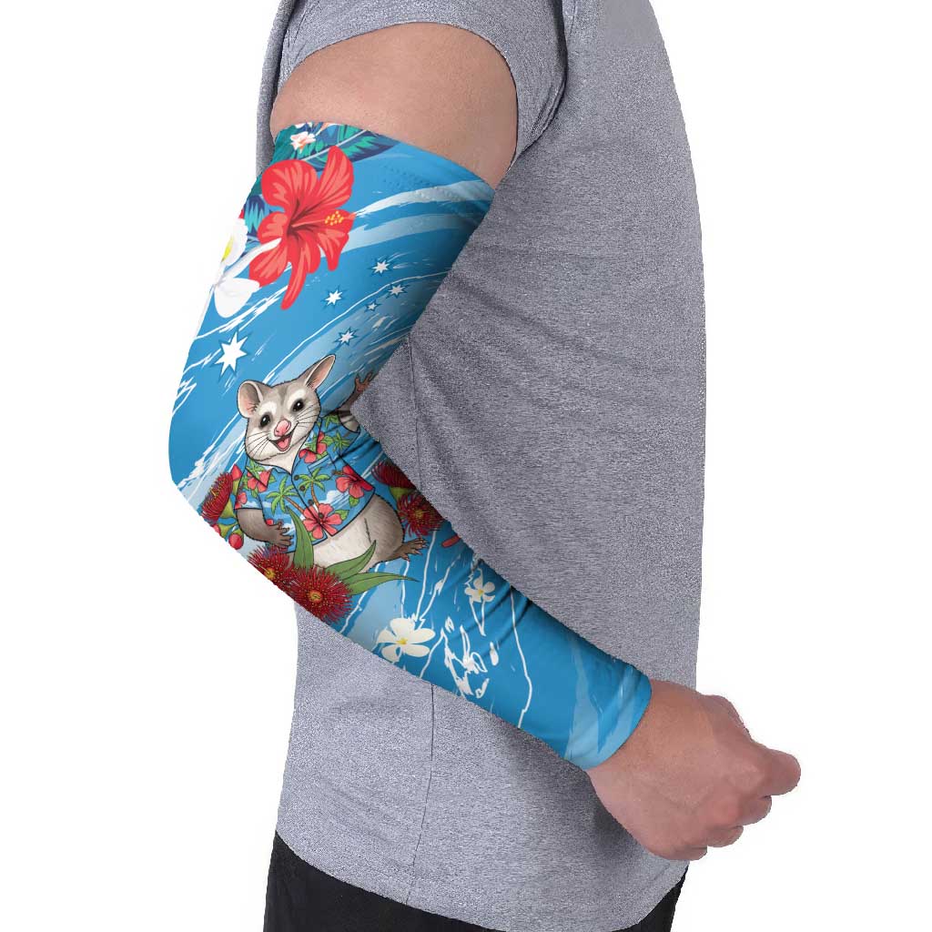 Australian Possum Eucalyptus Blossom Arm Sleeves Christmas Vibe - Aussie Hoodie