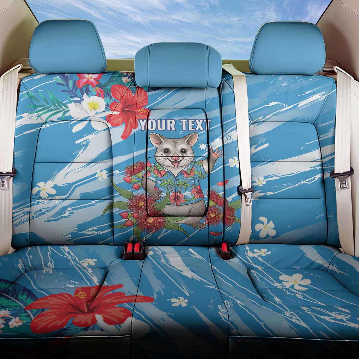 Australian Possum Eucalyptus Blossom Back Car Seat Cover Christmas Vibe - Aussie Hoodie