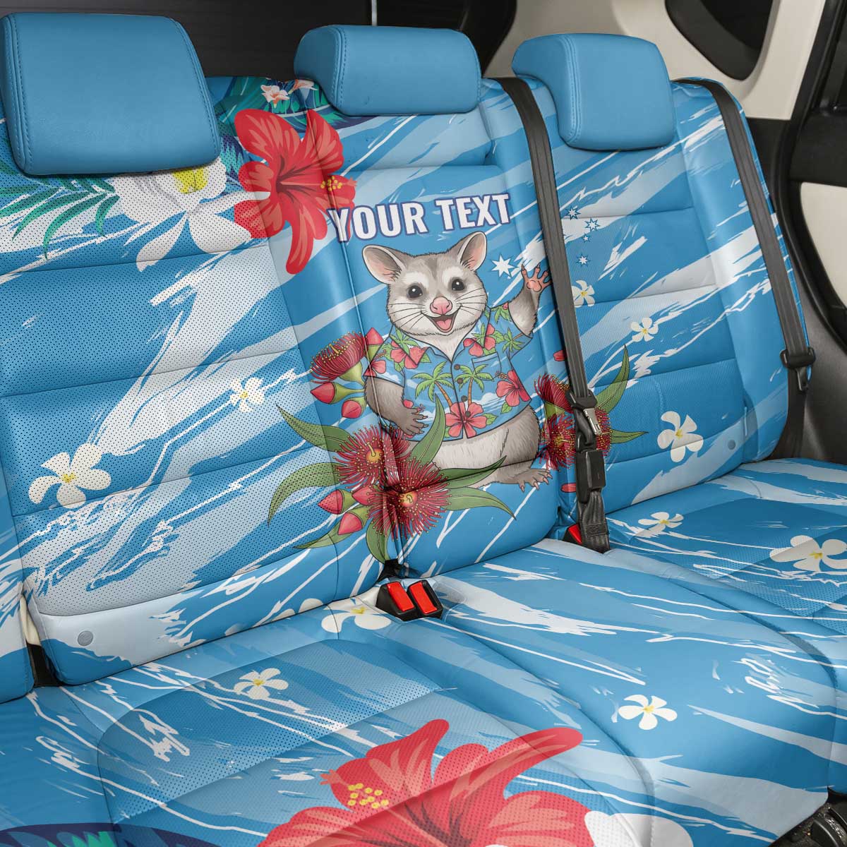 Australian Possum Eucalyptus Blossom Back Car Seat Cover Christmas Vibe - Aussie Hoodie