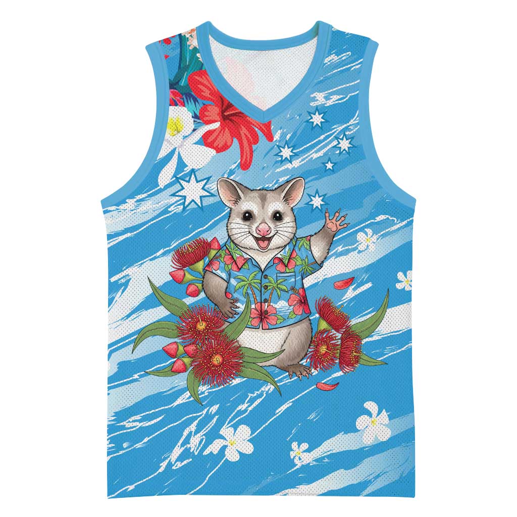 Australian Possum Eucalyptus Blossom Basketball Jersey Christmas Vibe - Aussie Hoodie