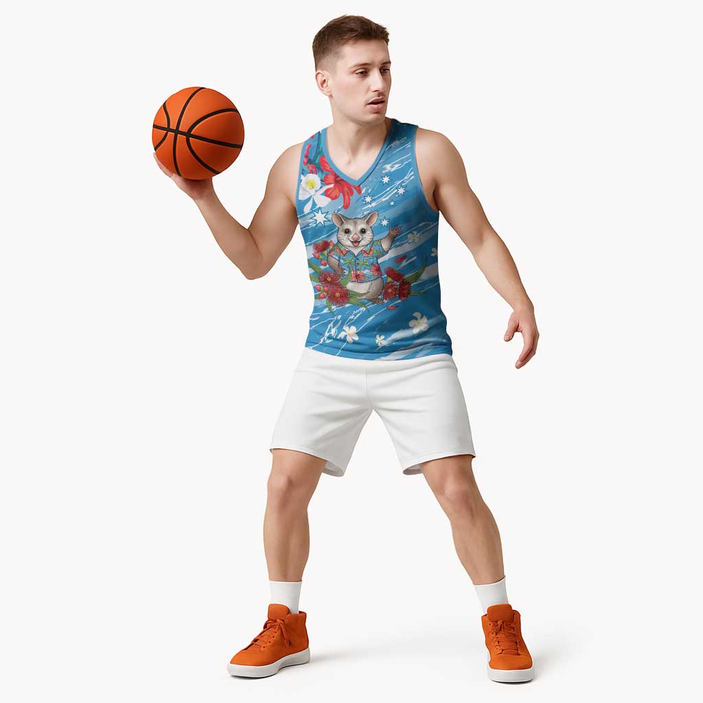 Australian Possum Eucalyptus Blossom Basketball Jersey Christmas Vibe - Aussie Hoodie