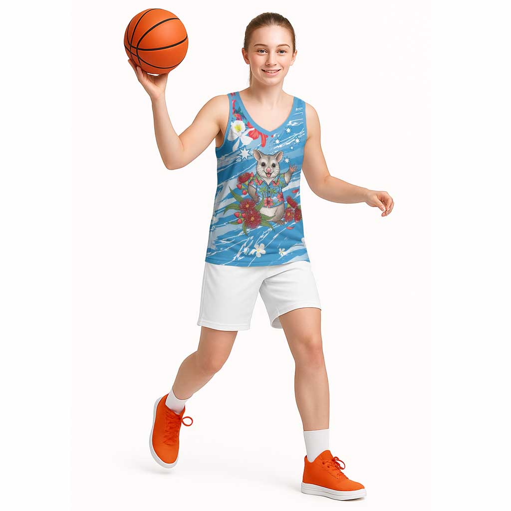 Australian Possum Eucalyptus Blossom Basketball Jersey Christmas Vibe - Aussie Hoodie