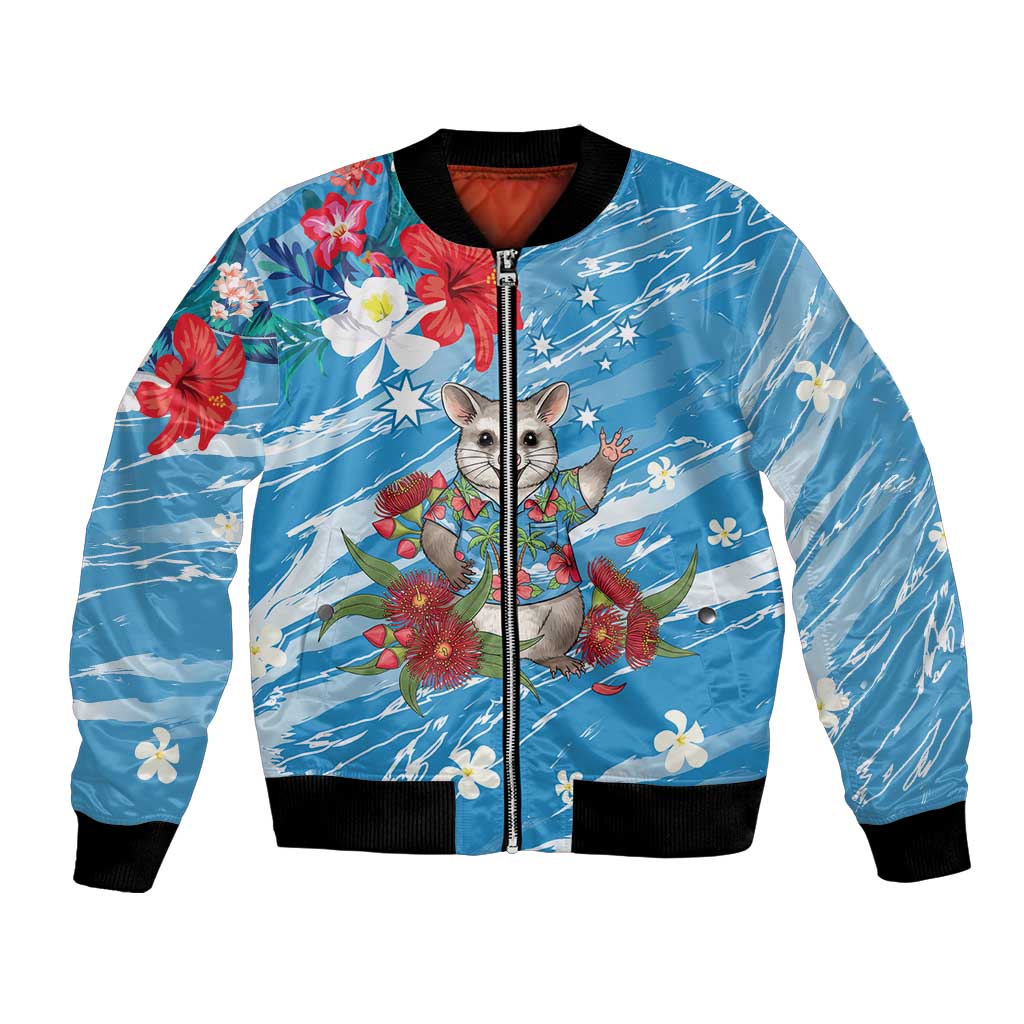 Australian Possum Eucalyptus Blossom Bomber Jacket Christmas Vibe - Aussie Hoodie