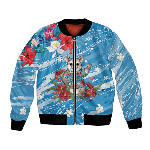 Australian Possum Eucalyptus Blossom Bomber Jacket Christmas Vibe - Aussie Hoodie