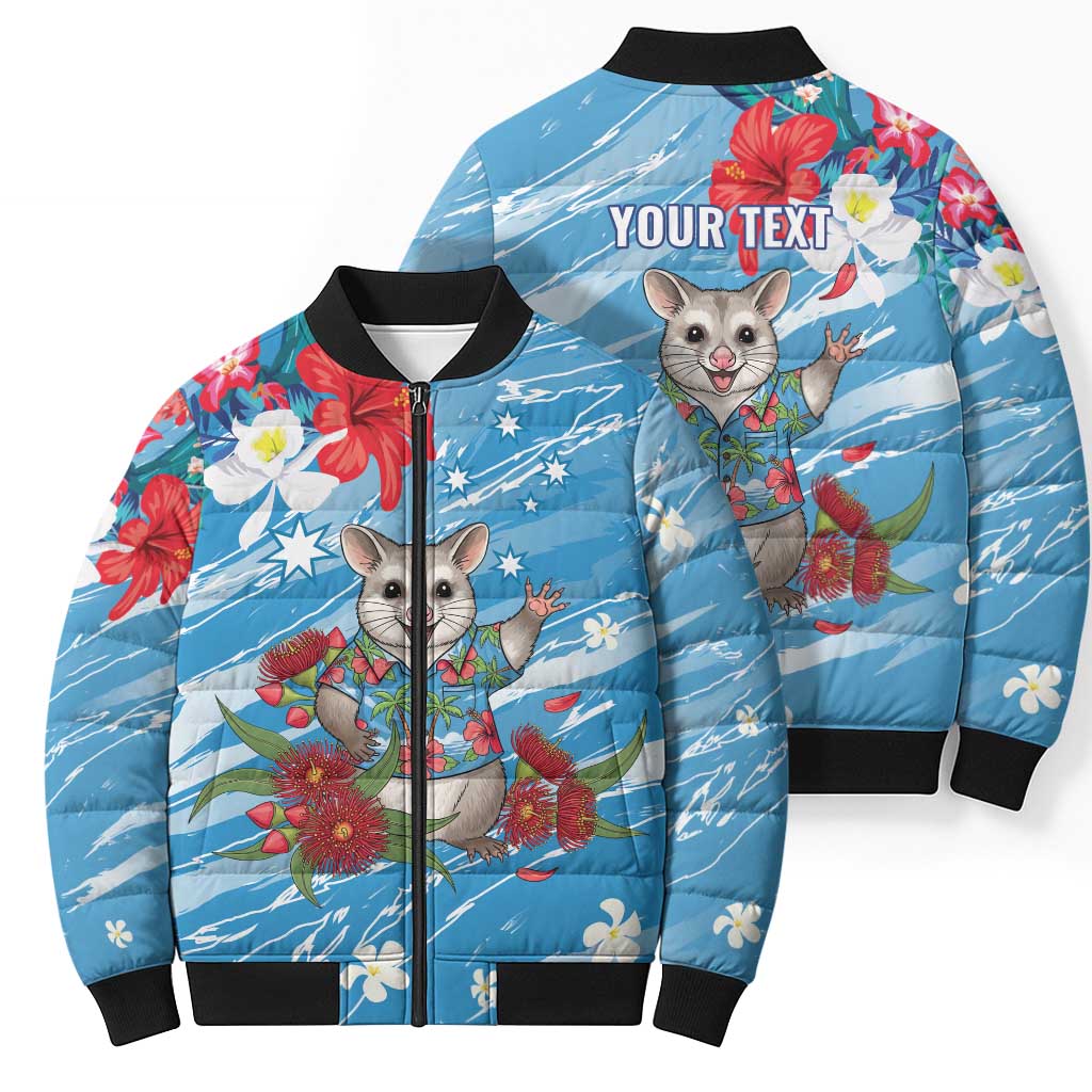 Australian Possum Eucalyptus Blossom Bomber Puffer Jacket Christmas Vibe - Aussie Hoodie