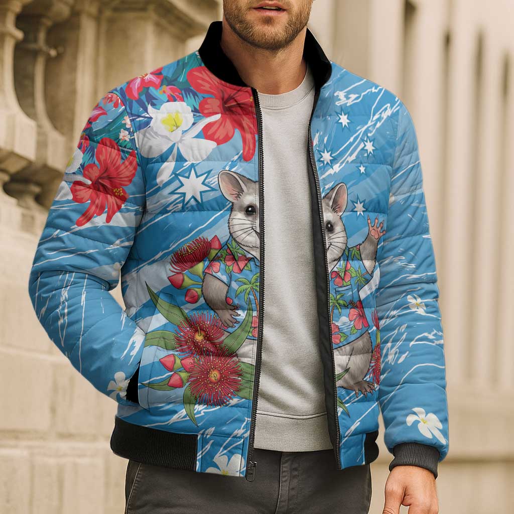 Australian Possum Eucalyptus Blossom Bomber Puffer Jacket Christmas Vibe - Aussie Hoodie