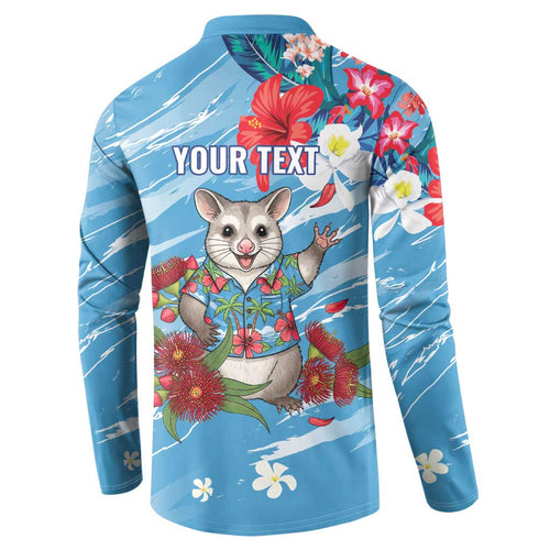 Australian Possum Eucalyptus Blossom Button Sweatshirt Christmas Vibe - Aussie Hoodie