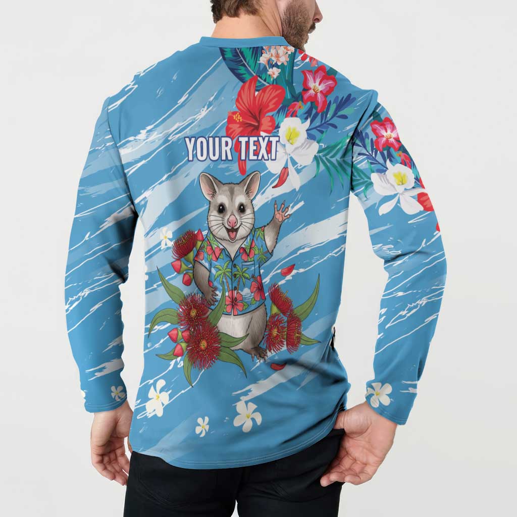 Australian Possum Eucalyptus Blossom Button Sweatshirt Christmas Vibe - Aussie Hoodie