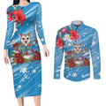 Australian Possum Eucalyptus Blossom Couples Matching Long Sleeve Bodycon Dress and Long Sleeve Button Shirt Christmas Vibe - Aussie Hoodie