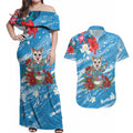 Australian Possum Eucalyptus Blossom Couples Matching Off Shoulder Maxi Dress and Hawaiian Shirt Christmas Vibe - Aussie Hoodie