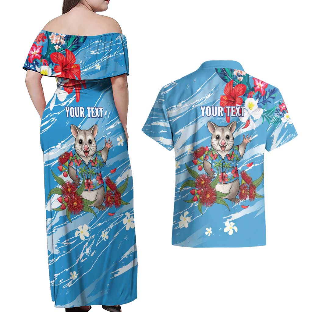 Australian Possum Eucalyptus Blossom Couples Matching Off Shoulder Maxi Dress and Hawaiian Shirt Christmas Vibe - Aussie Hoodie