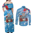 Australian Possum Eucalyptus Blossom Couples Matching Off Shoulder Maxi Dress and Long Sleeve Button Shirt Christmas Vibe - Aussie Hoodie