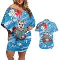 Australian Possum Eucalyptus Blossom Couples Matching Off Shoulder Short Dress and Hawaiian Shirt Christmas Vibe - Aussie Hoodie