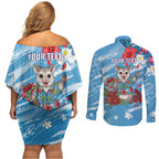 Australian Possum Eucalyptus Blossom Couples Matching Off Shoulder Short Dress and Long Sleeve Button Shirt Christmas Vibe - Aussie Hoodie