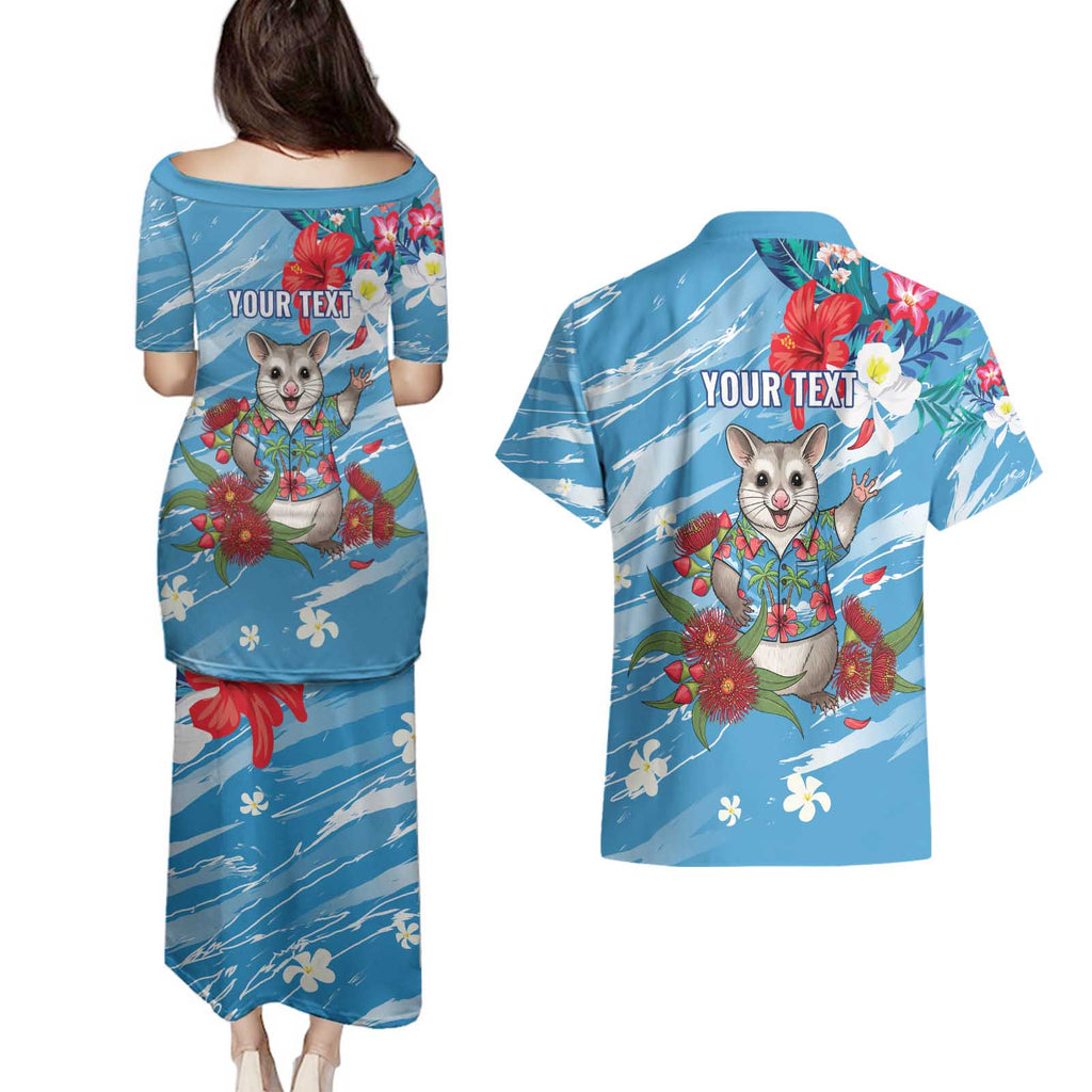 Australian Possum Eucalyptus Blossom Couples Matching Puletasi and Hawaiian Shirt Christmas Vibe - Aussie Hoodie