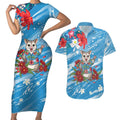 Australian Possum Eucalyptus Blossom Couples Matching Short Sleeve Bodycon Dress and Hawaiian Shirt Christmas Vibe - Aussie Hoodie