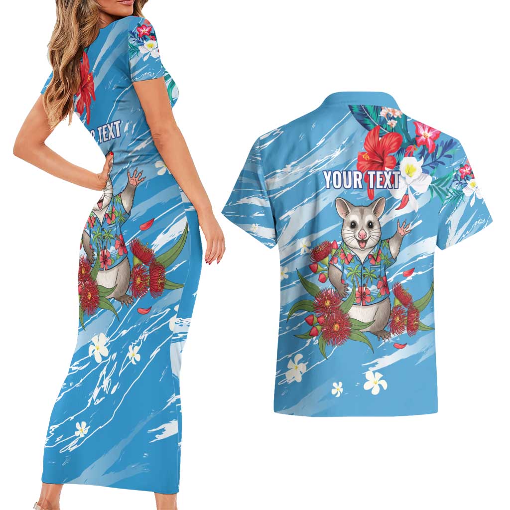 Australian Possum Eucalyptus Blossom Couples Matching Short Sleeve Bodycon Dress and Hawaiian Shirt Christmas Vibe - Aussie Hoodie