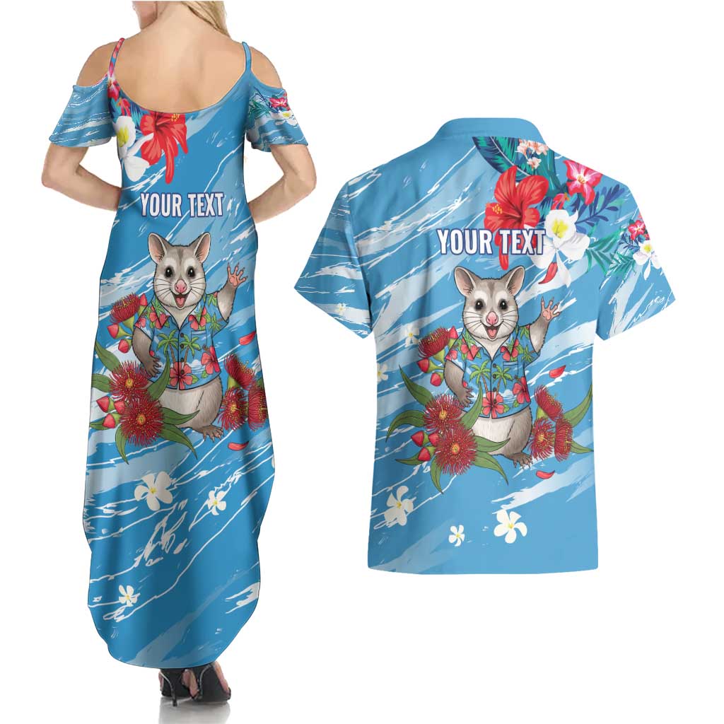 Australian Possum Eucalyptus Blossom Couples Matching Summer Maxi Dress and Hawaiian Shirt Christmas Vibe - Aussie Hoodie