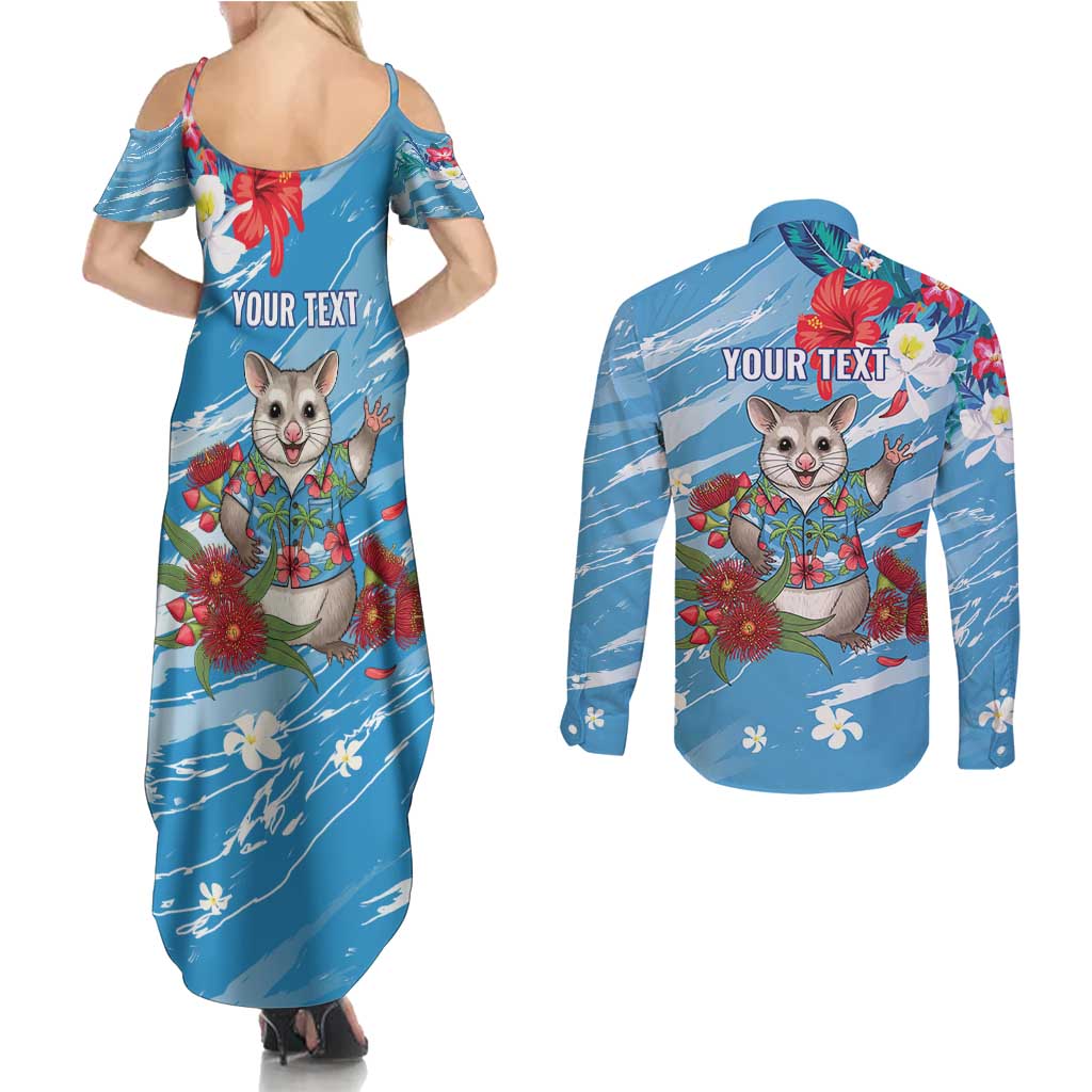 Australian Possum Eucalyptus Blossom Couples Matching Summer Maxi Dress and Long Sleeve Button Shirt Christmas Vibe - Aussie Hoodie