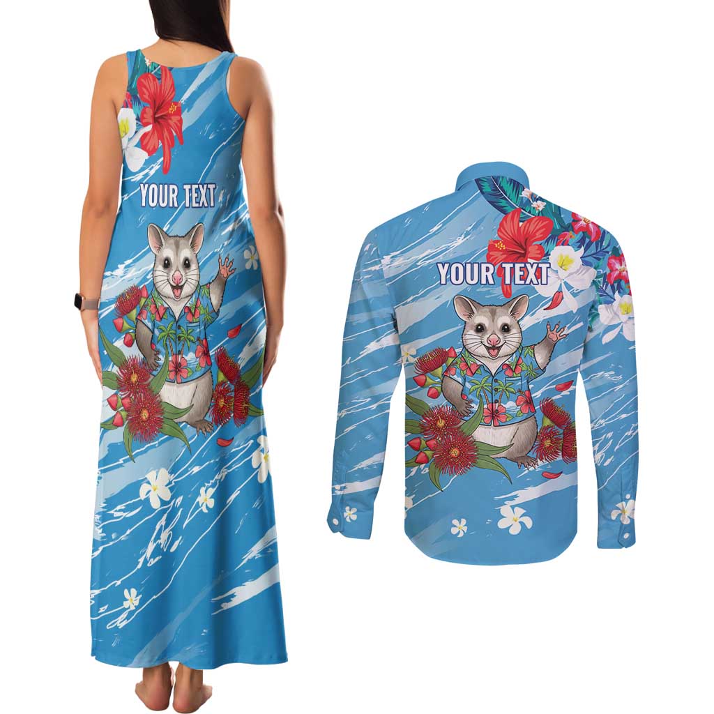Australian Possum Eucalyptus Blossom Couples Matching Tank Maxi Dress and Long Sleeve Button Shirt Christmas Vibe - Aussie Hoodie