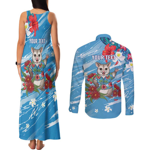 Australian Possum Eucalyptus Blossom Couples Matching Tank Maxi Dress and Long Sleeve Button Shirt Christmas Vibe - Aussie Hoodie