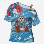 Australian Possum Eucalyptus Blossom Cross Shoulder Shirt Christmas Vibe - Aussie Hoodie