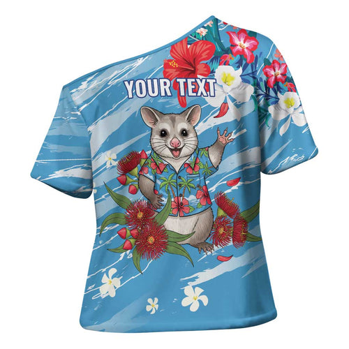 Australian Possum Eucalyptus Blossom Cross Shoulder Shirt Christmas Vibe - Aussie Hoodie