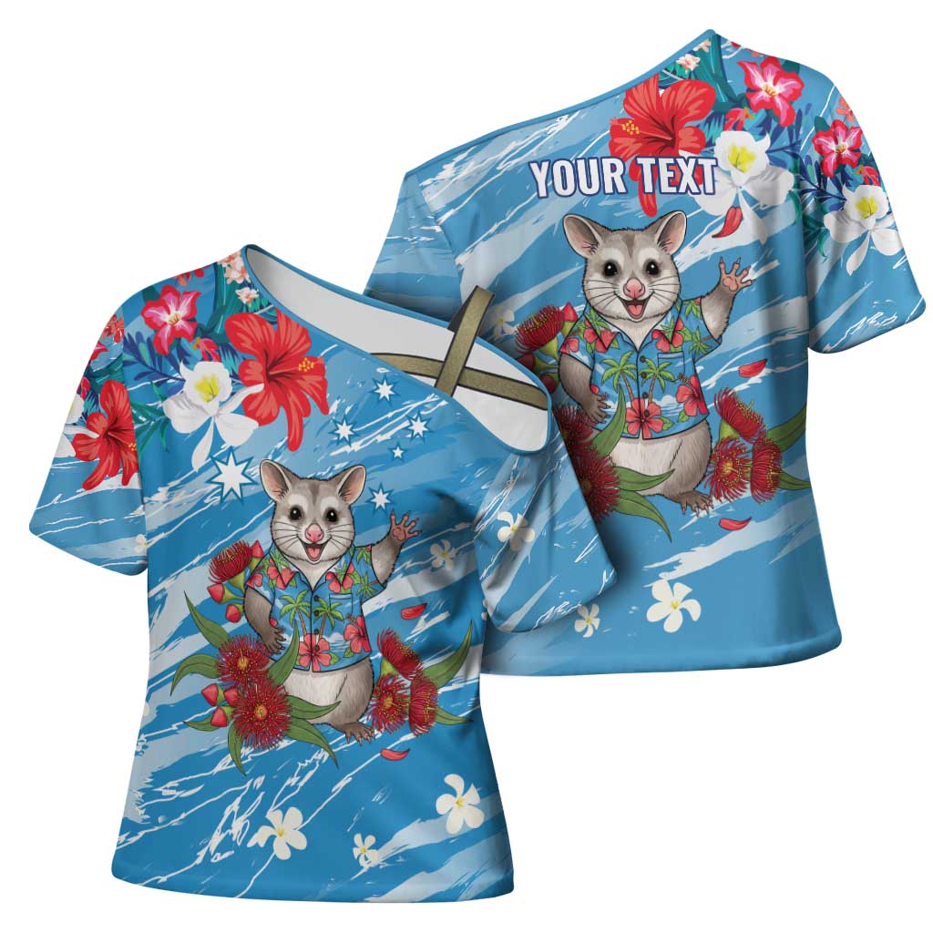 Australian Possum Eucalyptus Blossom Cross Shoulder Shirt Christmas Vibe - Aussie Hoodie