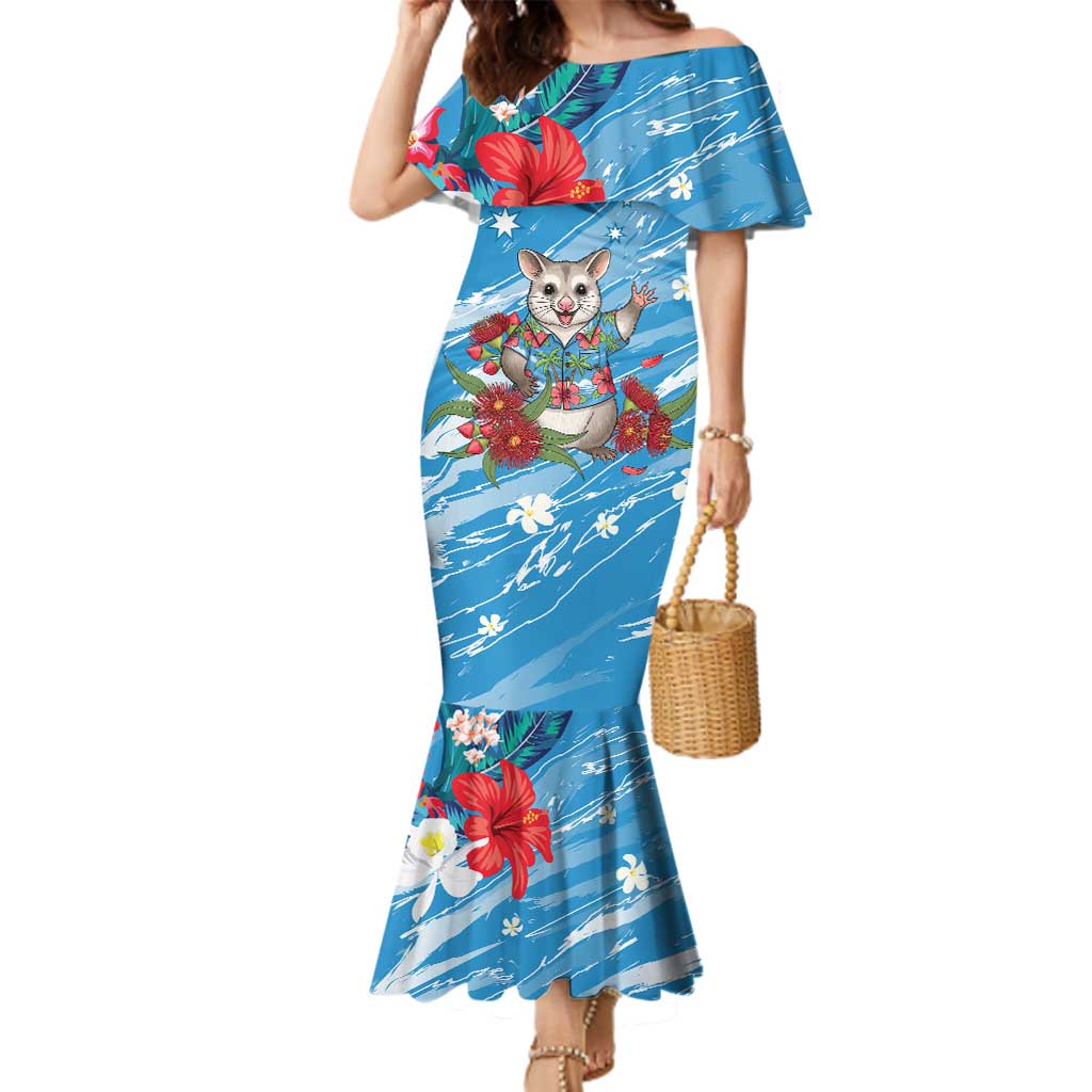Australian Possum Eucalyptus Blossom Family Matching Mermaid Dress and Hawaiian Shirt Christmas Vibe - Aussie Hoodie