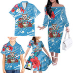 Australian Possum Eucalyptus Blossom Family Matching Off The Shoulder Long Sleeve Dress and Hawaiian Shirt Christmas Vibe - Aussie Hoodie