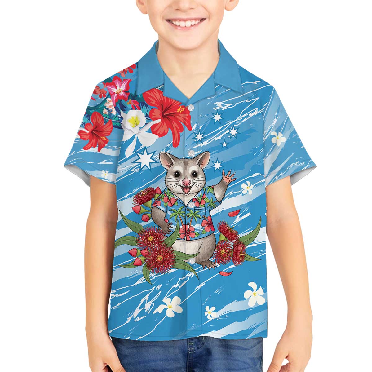 Australian Possum Eucalyptus Blossom Family Matching Off The Shoulder Long Sleeve Dress and Hawaiian Shirt Christmas Vibe - Aussie Hoodie