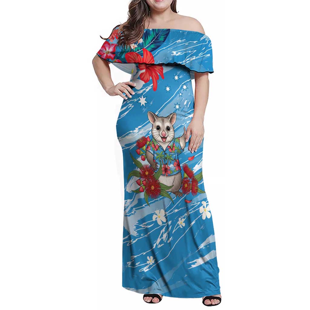 Australian Possum Eucalyptus Blossom Family Matching Off Shoulder Maxi Dress and Hawaiian Shirt Christmas Vibe - Aussie Hoodie