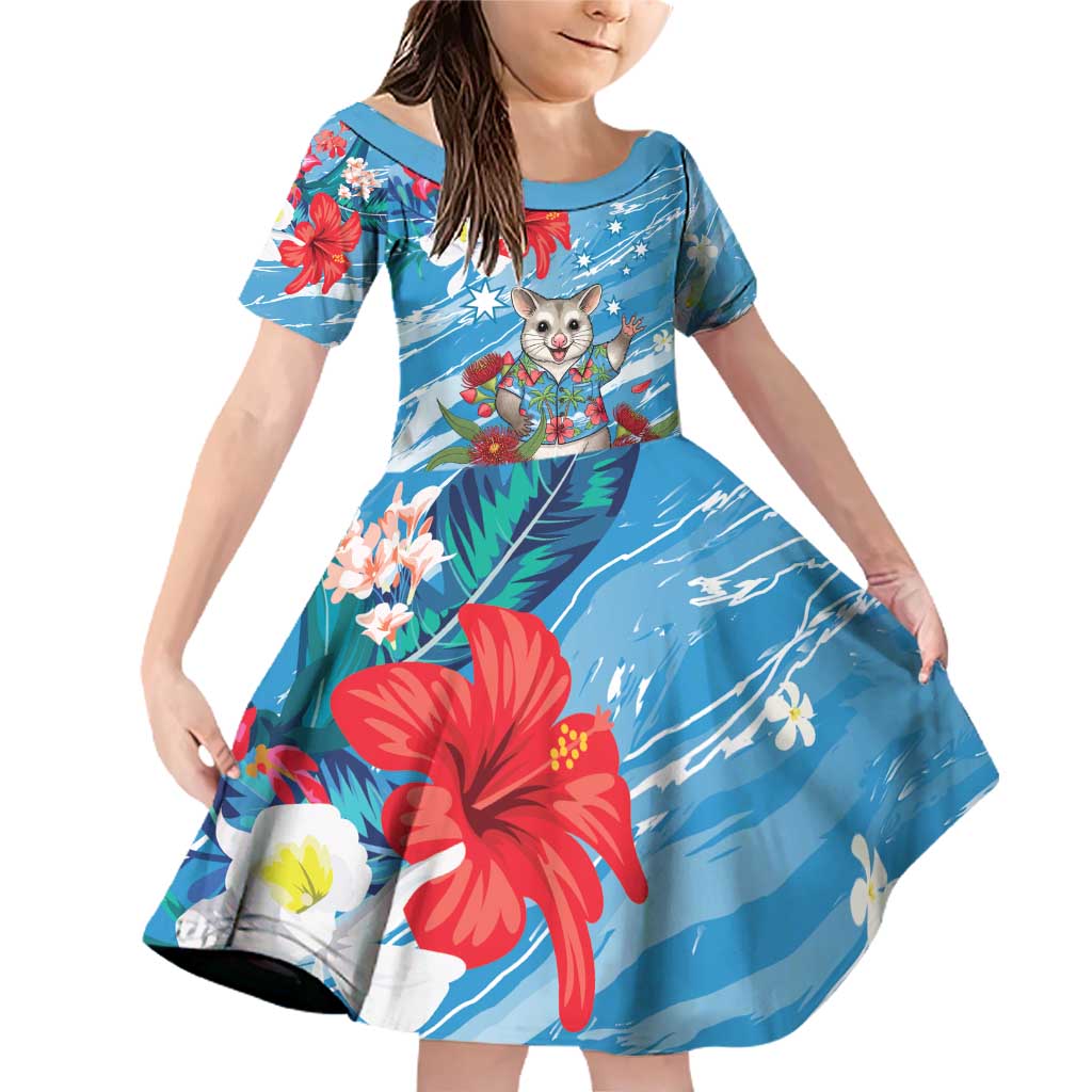 Australian Possum Eucalyptus Blossom Family Matching Off Shoulder Short Dress and Hawaiian Shirt Christmas Vibe - Aussie Hoodie