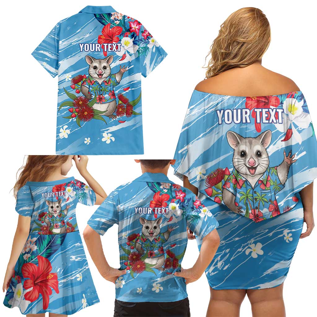 Australian Possum Eucalyptus Blossom Family Matching Off Shoulder Short Dress and Hawaiian Shirt Christmas Vibe - Aussie Hoodie