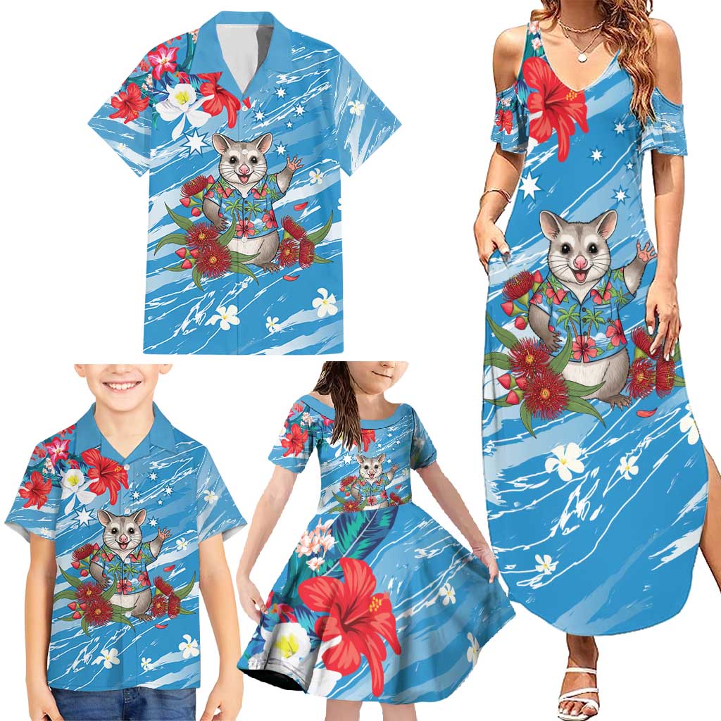 Australian Possum Eucalyptus Blossom Family Matching Summer Maxi Dress and Hawaiian Shirt Christmas Vibe - Aussie Hoodie